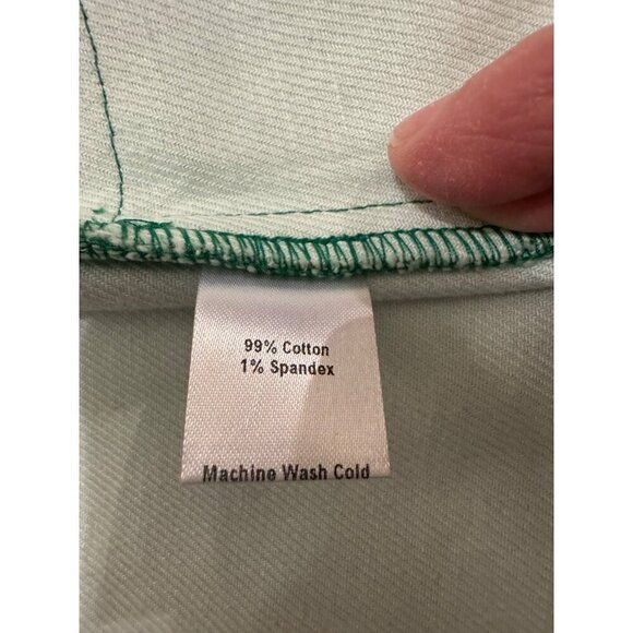 Megan Renee Womens Kelly Green Denim Casual Mini Skirt Size L Pockets Zip - Picture 7 of 9